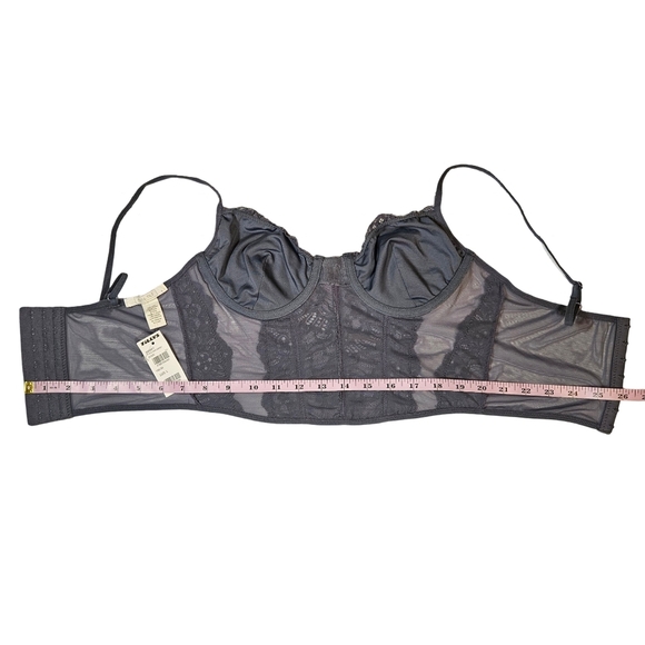 Full Tilt Lace Corset Style Top, Dusk Grey, Large - Picture 12 of 15